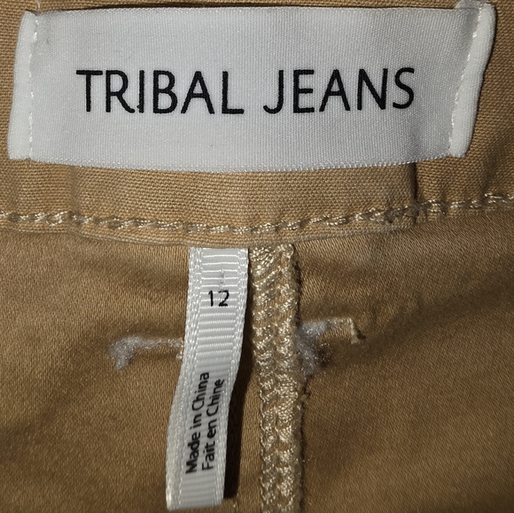 TRIBAL JEANS Brooke Wide-Leg Cargo Pants Caramel‎ Size 12 - Picture 4 of 9